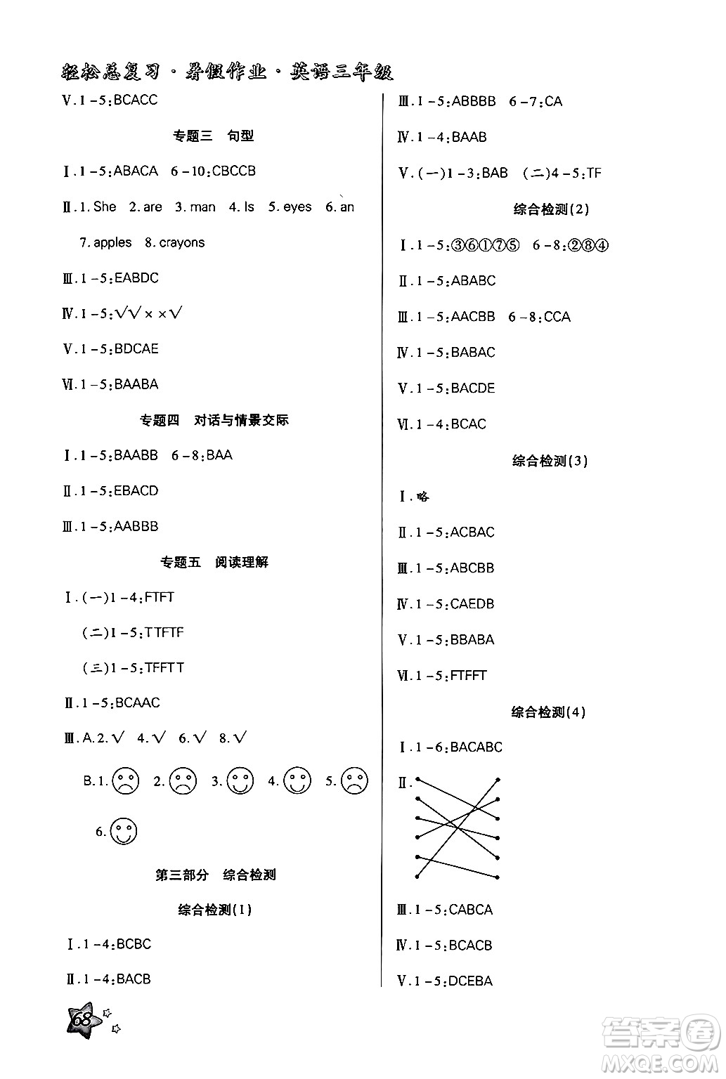 河北科學(xué)技術(shù)出版社2024年輕松總復(fù)習(xí)暑假作業(yè)三年級(jí)英語(yǔ)人教PEP版答案