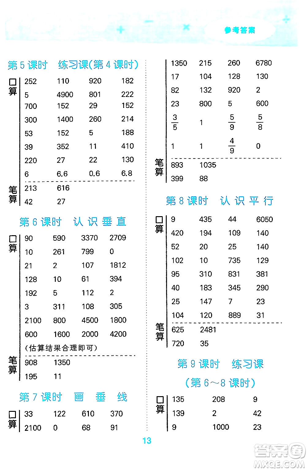 地質(zhì)出版社2024年秋小兒郎小學(xué)口算大通關(guān)四年級(jí)數(shù)學(xué)上冊(cè)蘇教版答案