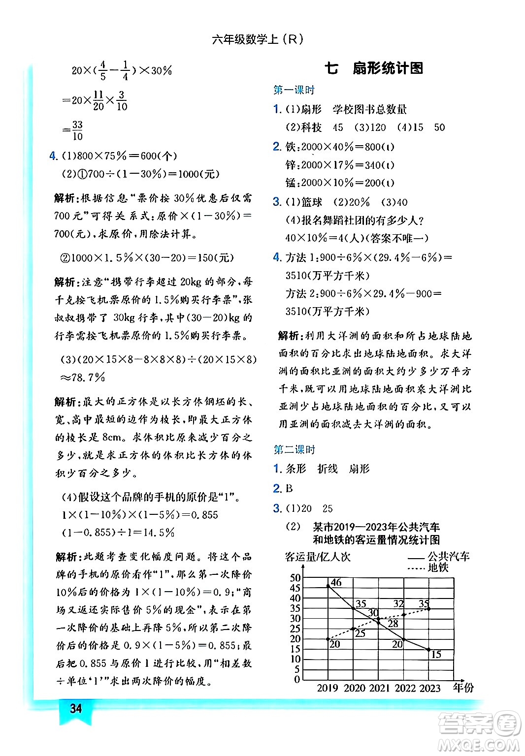 龍門書局2024年秋黃岡小狀元作業(yè)本六年級數(shù)學(xué)上冊人教版答案