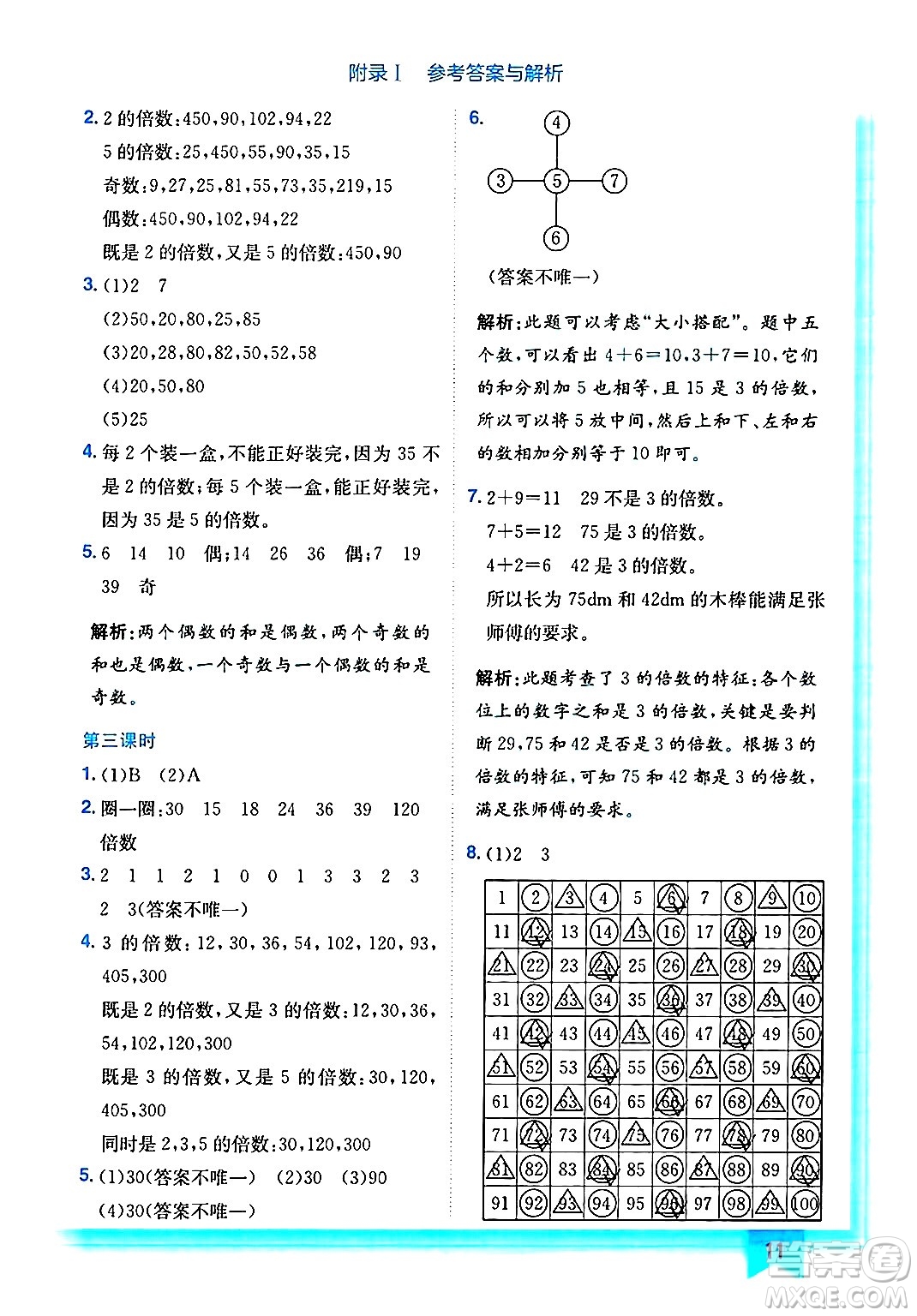 龍門書局2024年秋黃岡小狀元作業(yè)本五年級數(shù)學(xué)上冊北師大版答案