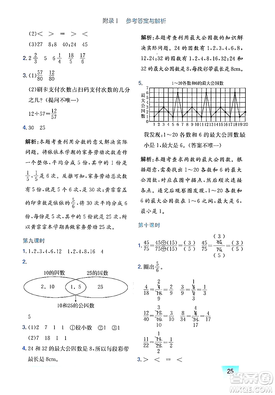 龍門書局2024年秋黃岡小狀元作業(yè)本五年級數(shù)學(xué)上冊北師大版廣東專版答案