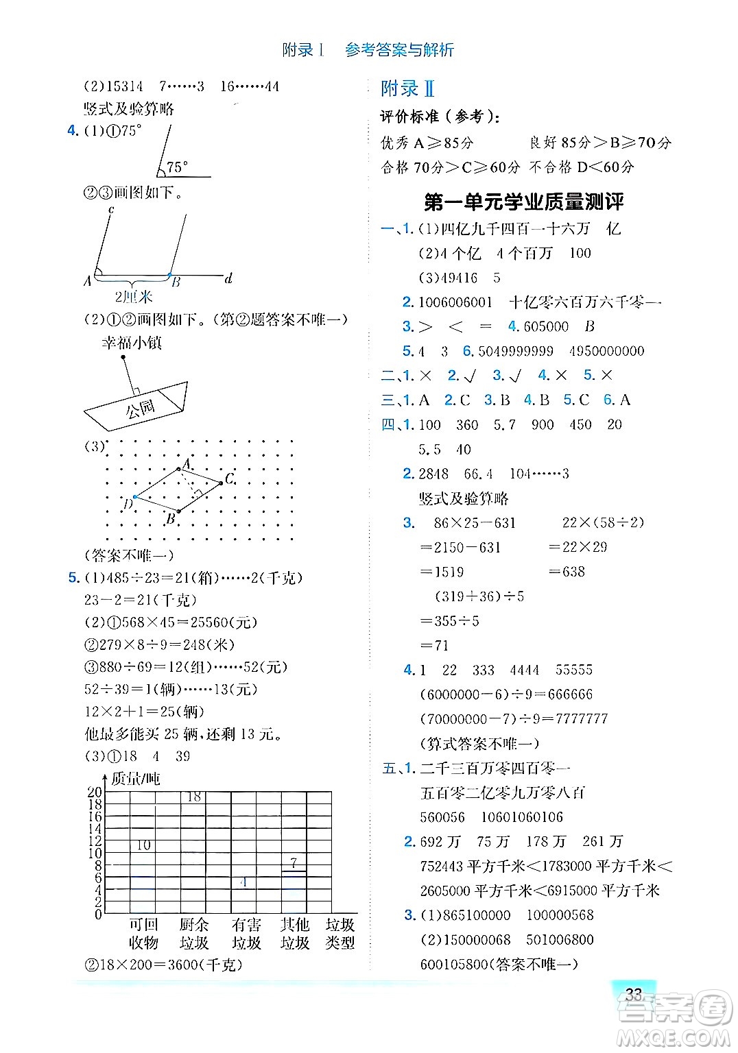 龍門書局2024年秋黃岡小狀元作業(yè)本四年級(jí)數(shù)學(xué)上冊(cè)人教版答案