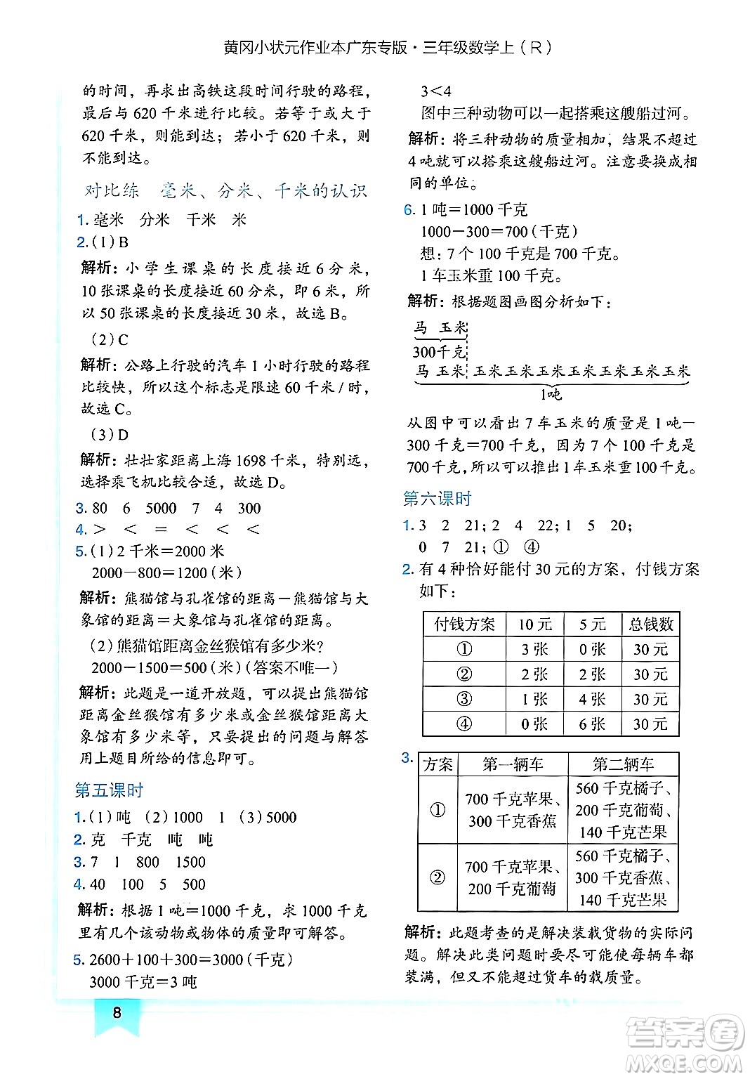 龍門(mén)書(shū)局2024年秋黃岡小狀元作業(yè)本三年級(jí)數(shù)學(xué)上冊(cè)人教版廣東專(zhuān)版答案