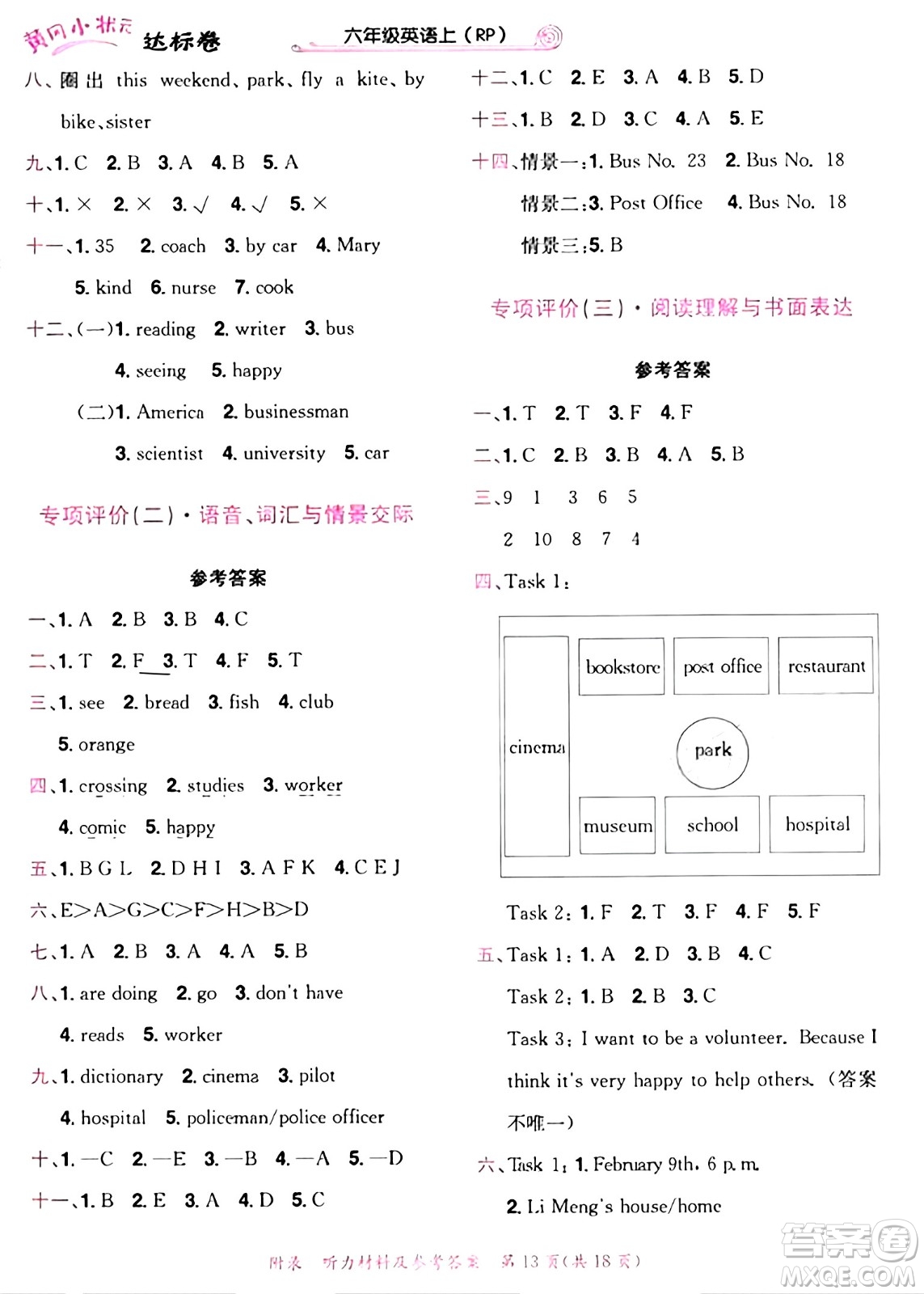 龍門(mén)書(shū)局2024年秋黃岡小狀元達(dá)標(biāo)卷六年級(jí)英語(yǔ)上冊(cè)人教PEP版廣東專版答案