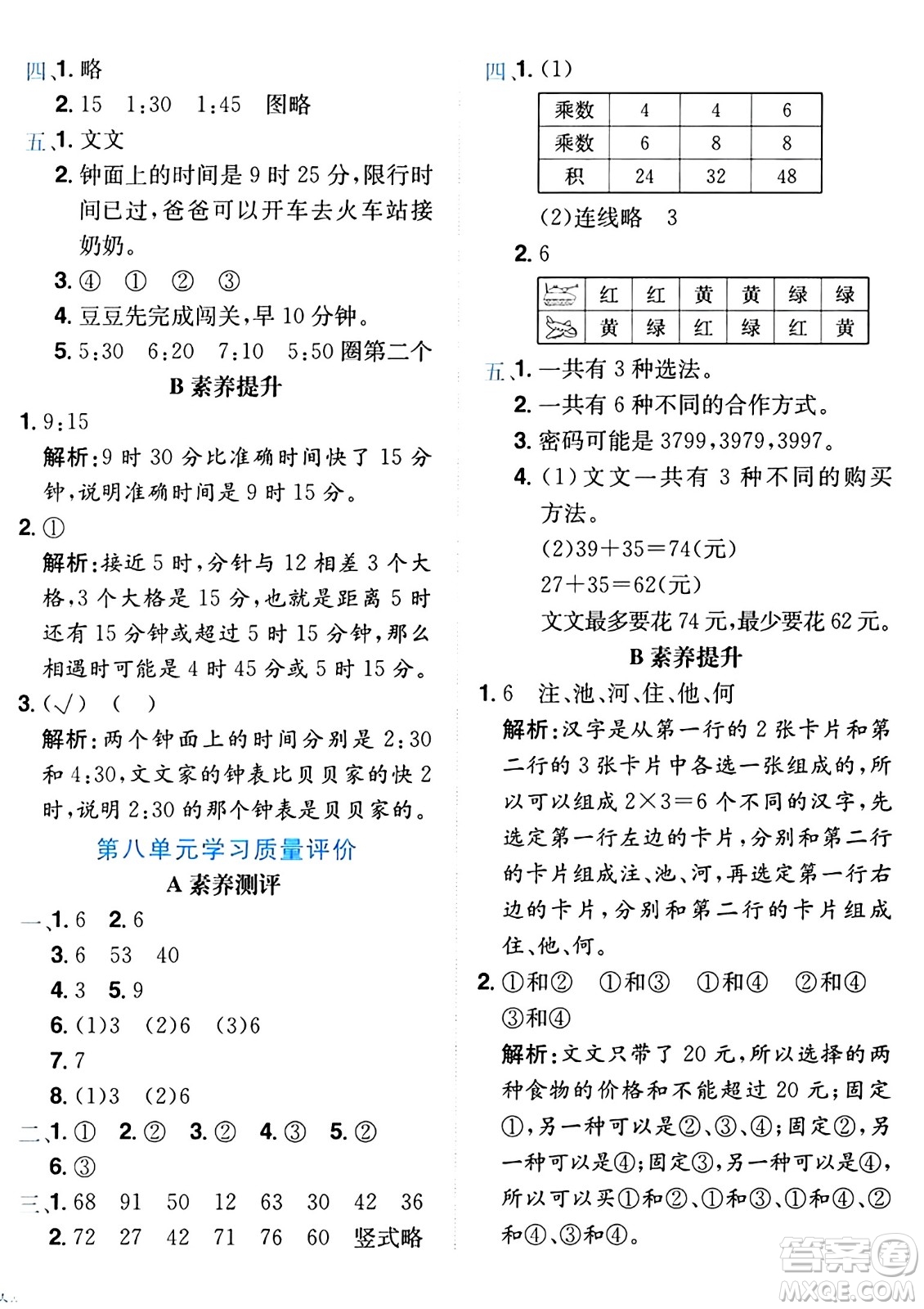 龍門(mén)書(shū)局2024年秋黃岡小狀元達(dá)標(biāo)卷二年級(jí)數(shù)學(xué)上冊(cè)人教版廣東專版答案