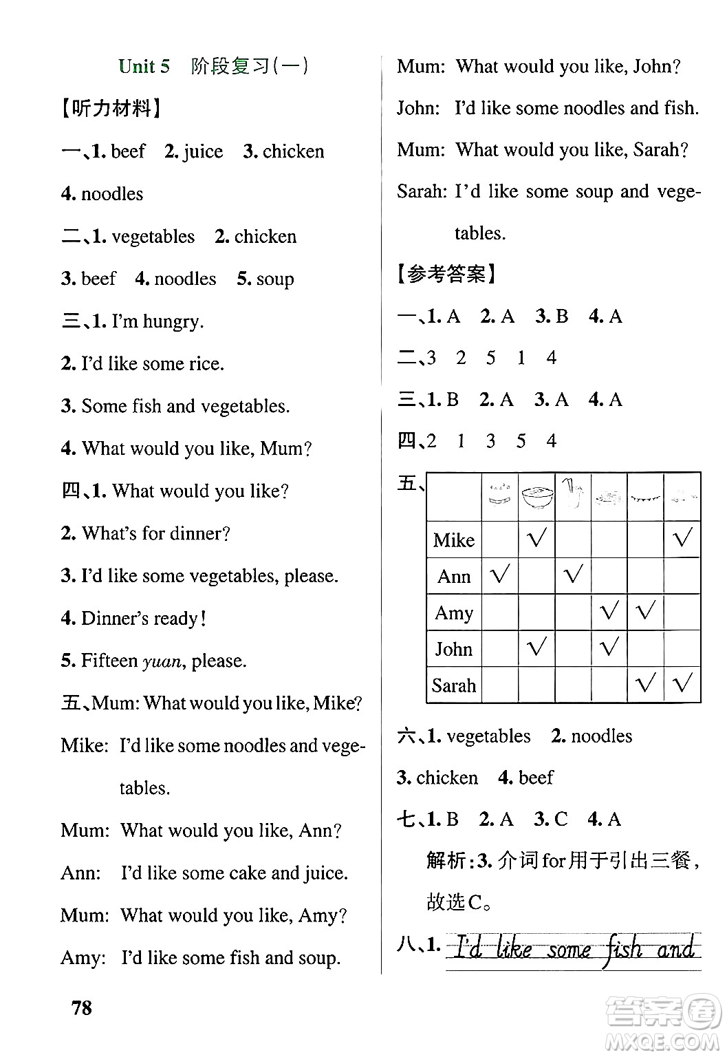 遼寧教育出版社2024年秋PASS小學(xué)學(xué)霸作業(yè)本四年級英語上冊人教版河南專版答案