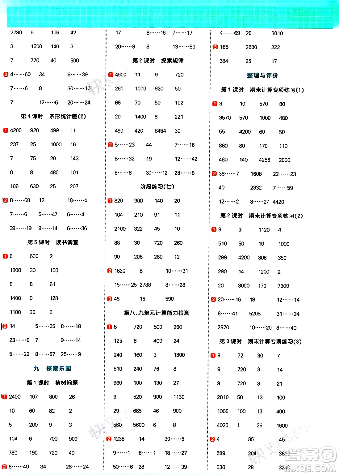 江西教育出版社2024年秋陽(yáng)光同學(xué)計(jì)算小達(dá)人四年級(jí)數(shù)學(xué)上冊(cè)冀教版答案