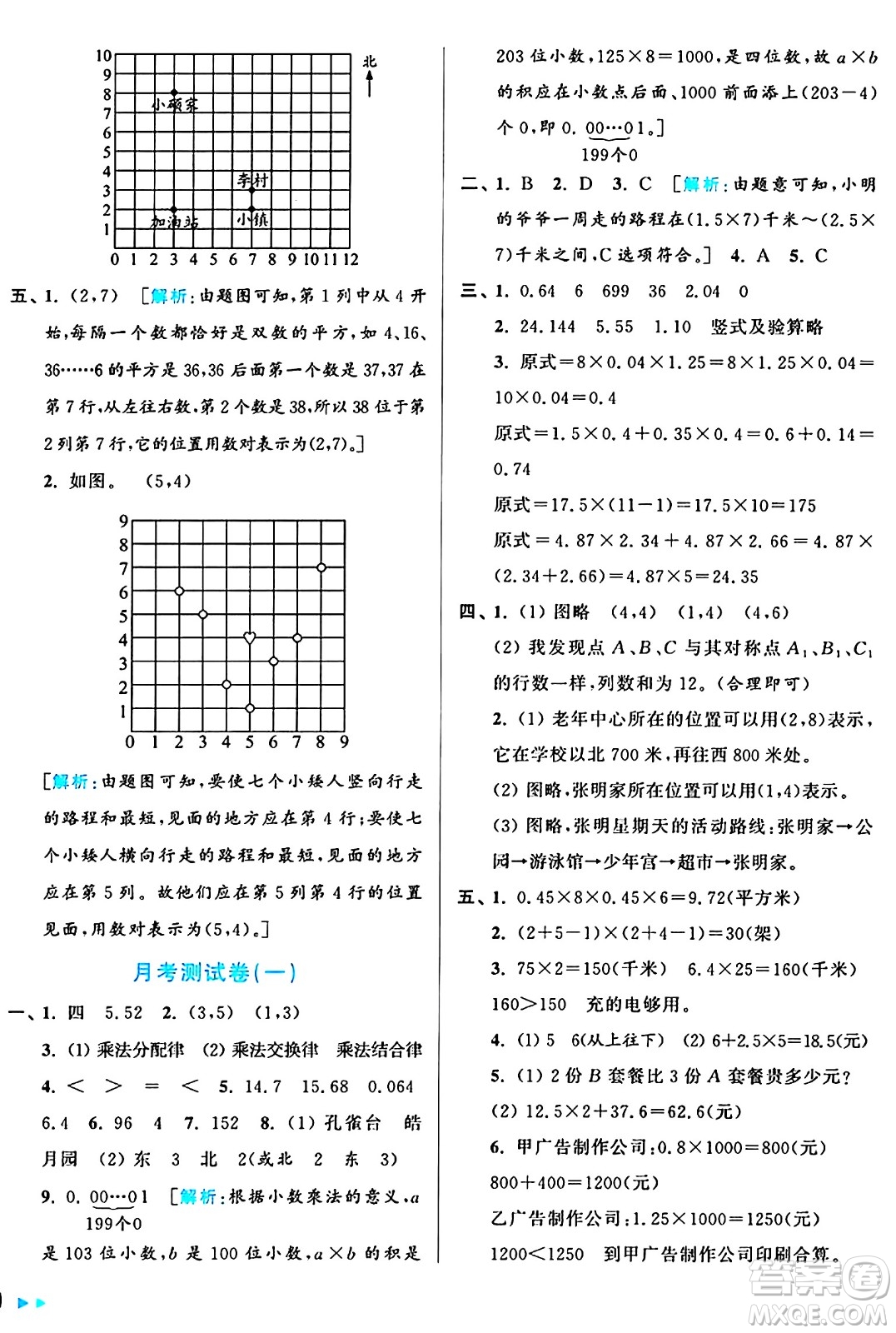 北京教育出版社2024年秋亮點(diǎn)給力大試卷五年級(jí)數(shù)學(xué)上冊(cè)人教版答案