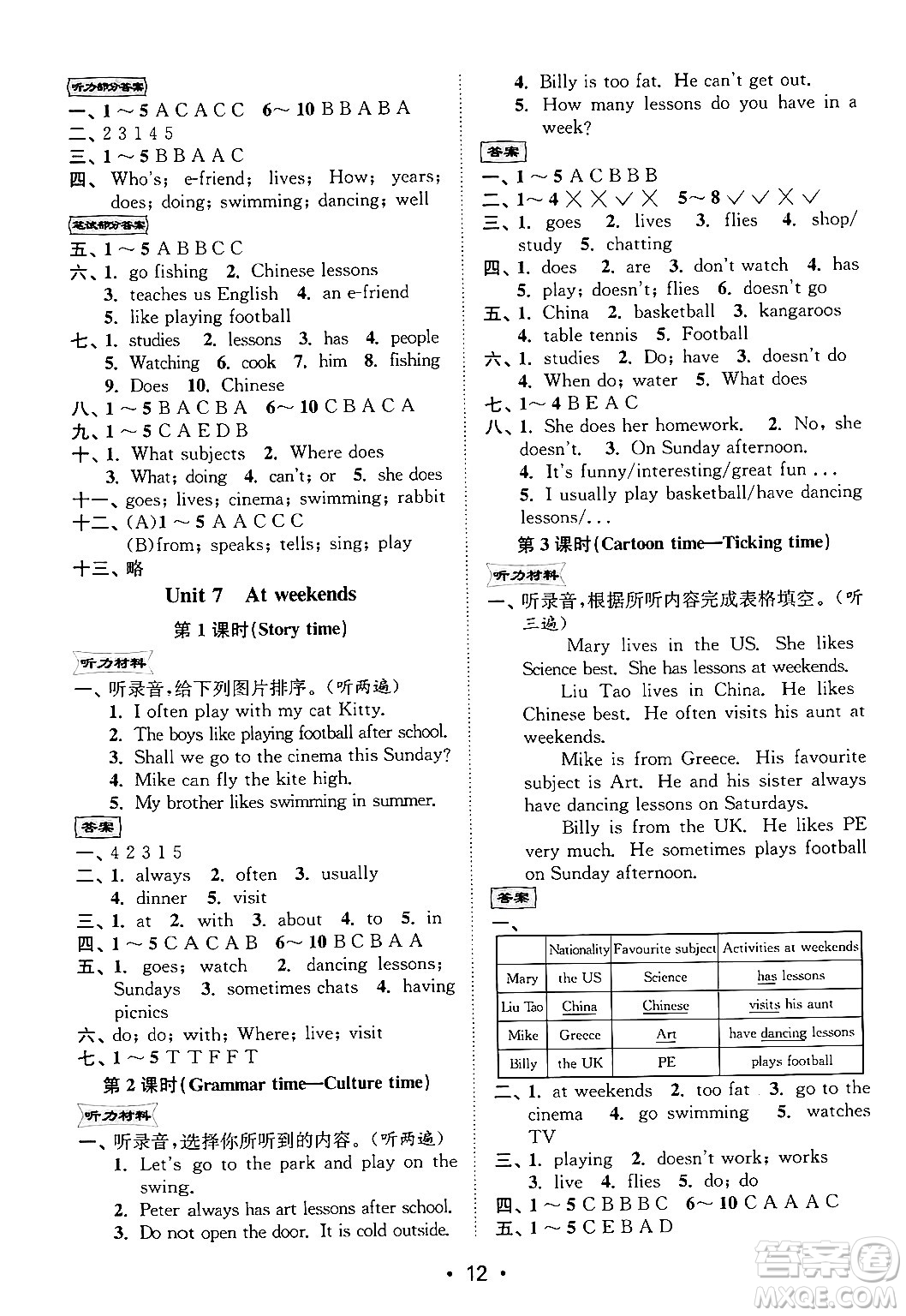 江蘇鳳凰美術(shù)出版社2024年秋創(chuàng)新課時作業(yè)本五年級英語上冊江蘇版答案