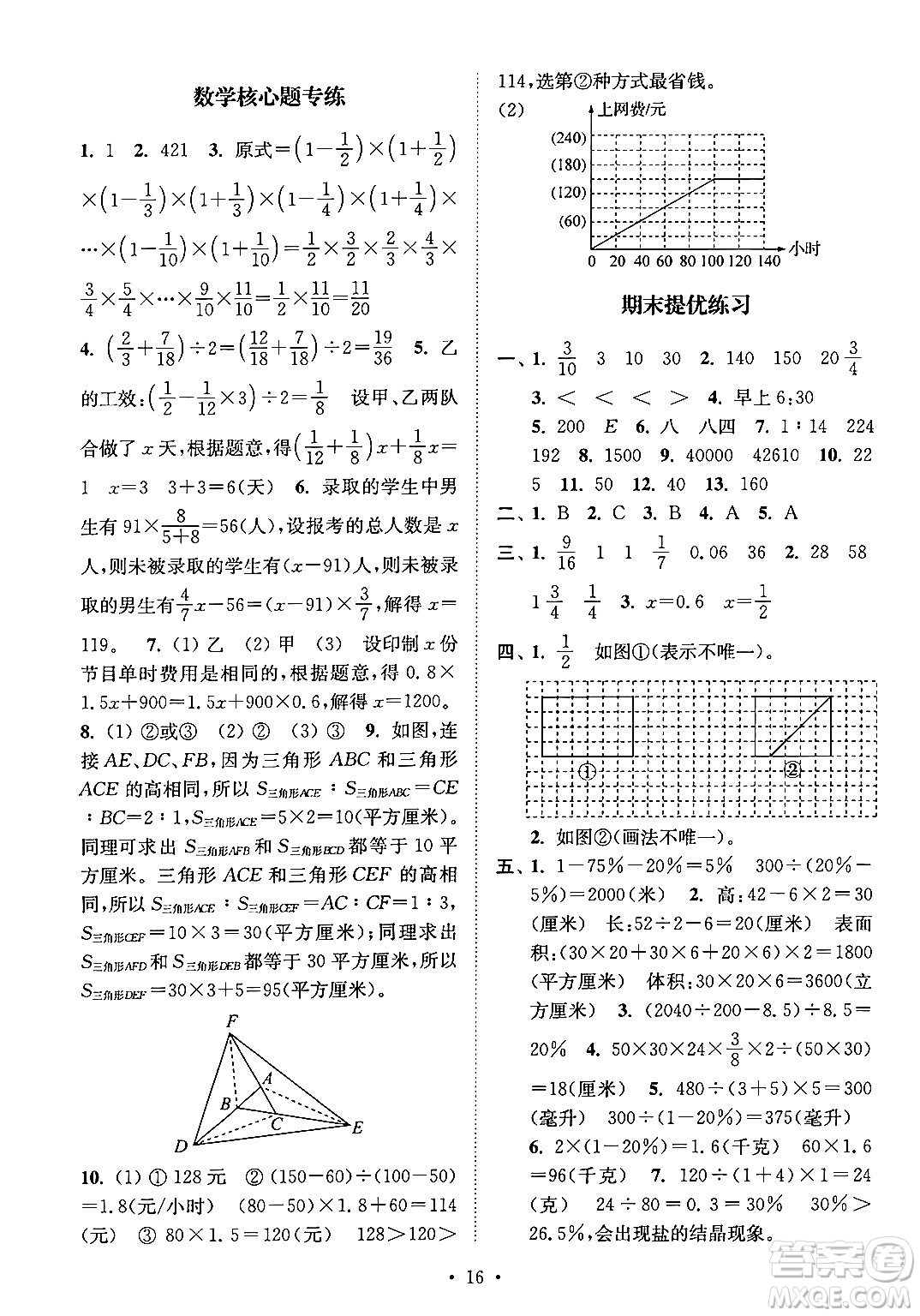 江蘇鳳凰美術(shù)出版社2024年秋創(chuàng)新課時作業(yè)本六年級數(shù)學(xué)上冊江蘇版答案