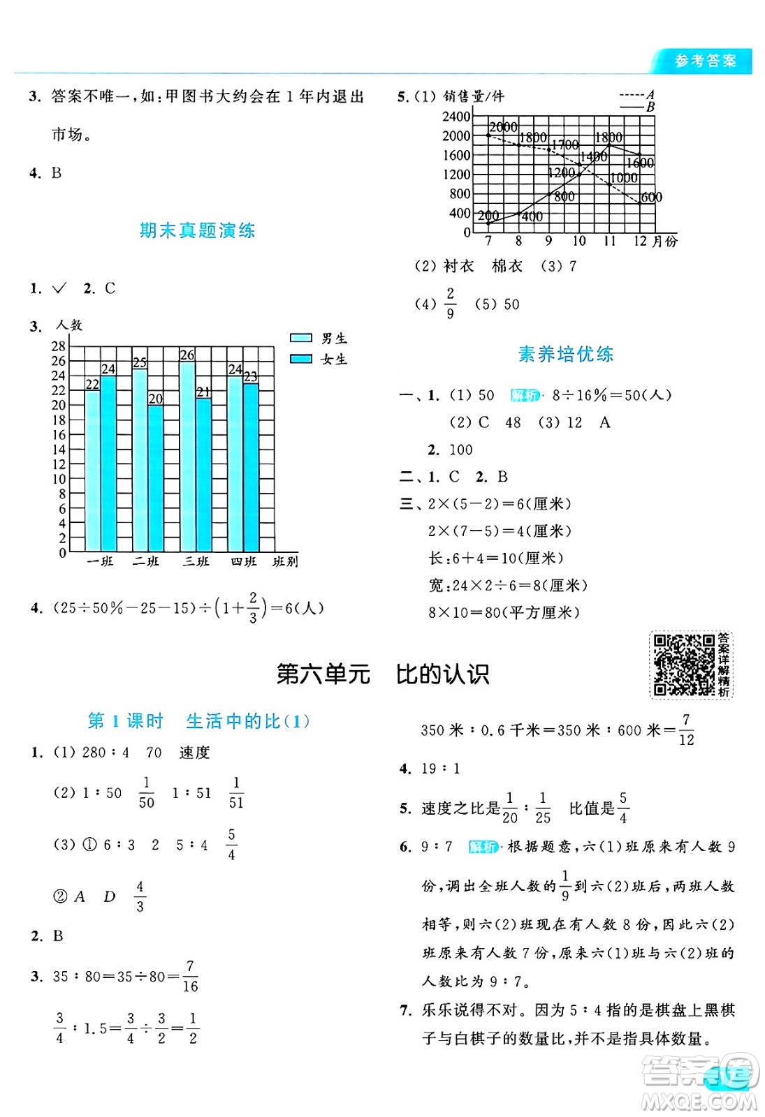 北京教育出版社2024年秋亮點(diǎn)給力提優(yōu)課時(shí)作業(yè)本六年級(jí)數(shù)學(xué)上冊(cè)北師大版答案