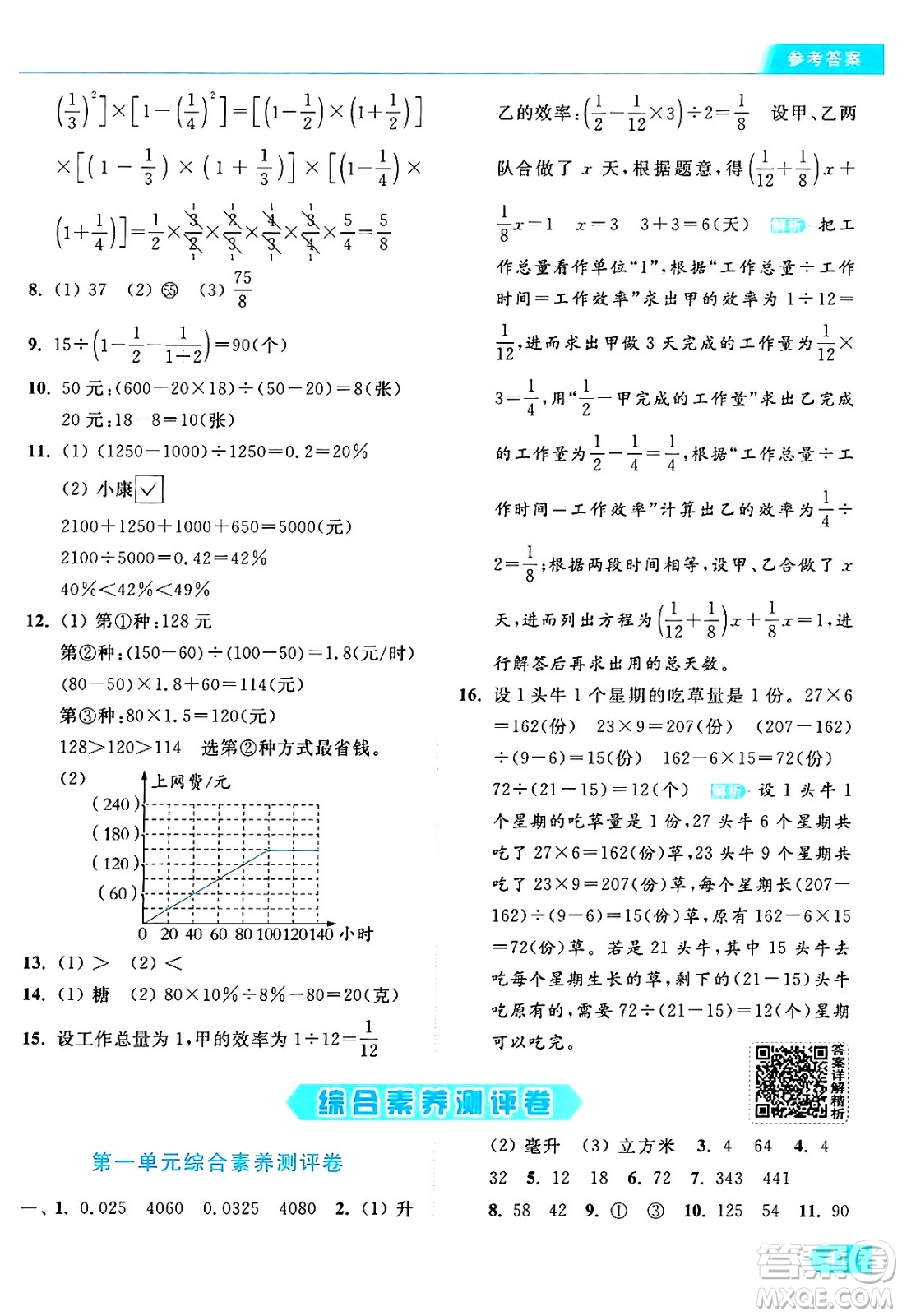 北京教育出版社2024年秋亮點給力提優(yōu)課時作業(yè)本六年級數(shù)學(xué)上冊江蘇版答案