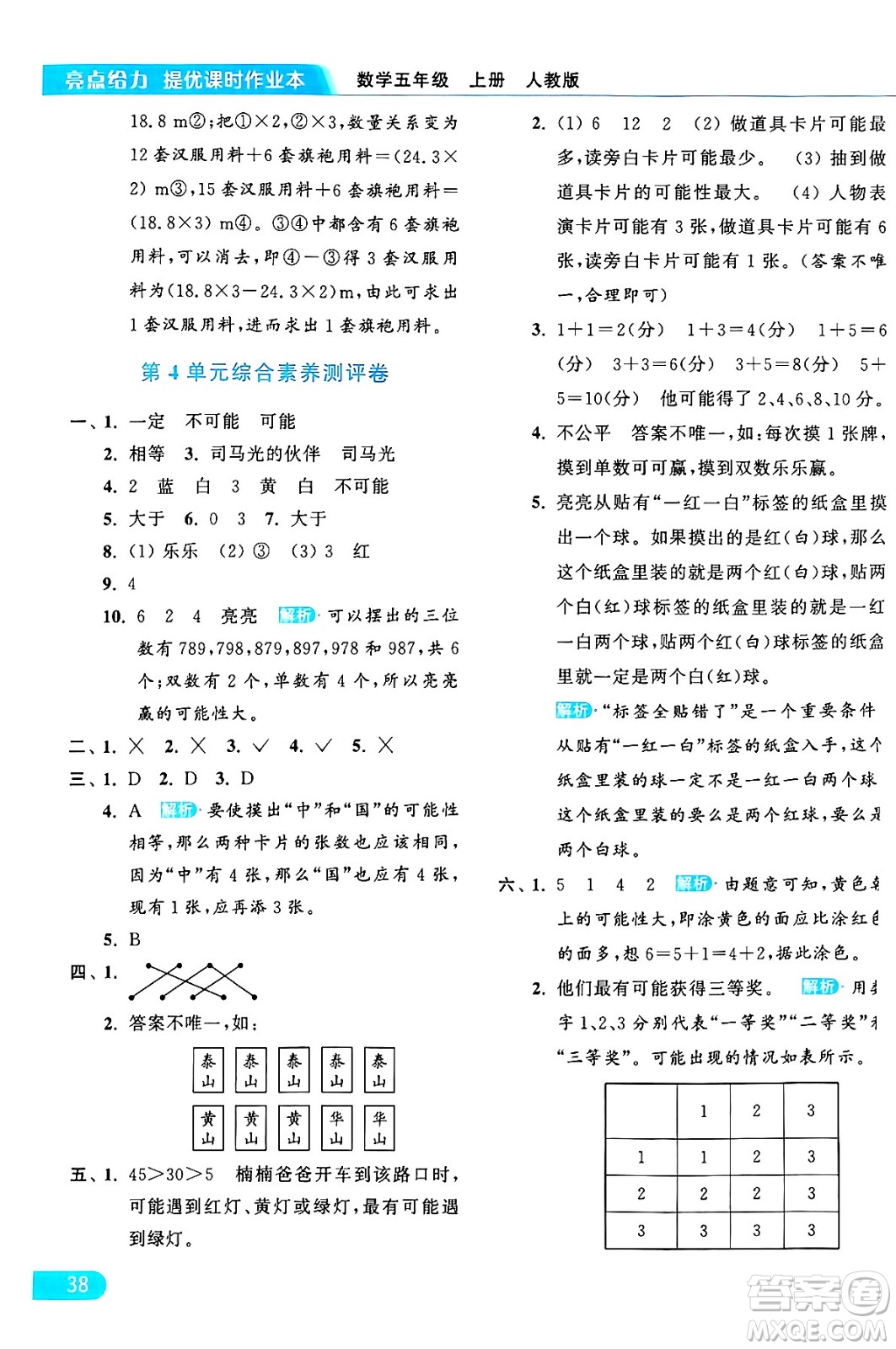 北京教育出版社2024年秋亮點(diǎn)給力提優(yōu)課時(shí)作業(yè)本五年級數(shù)學(xué)上冊人教版答案