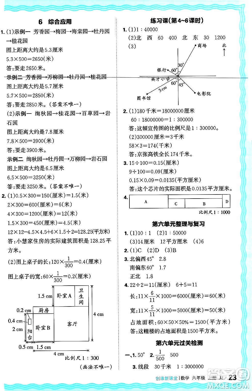 江西人民出版社2024年秋王朝霞創(chuàng)維新課堂六年級數(shù)學(xué)上冊冀教版答案