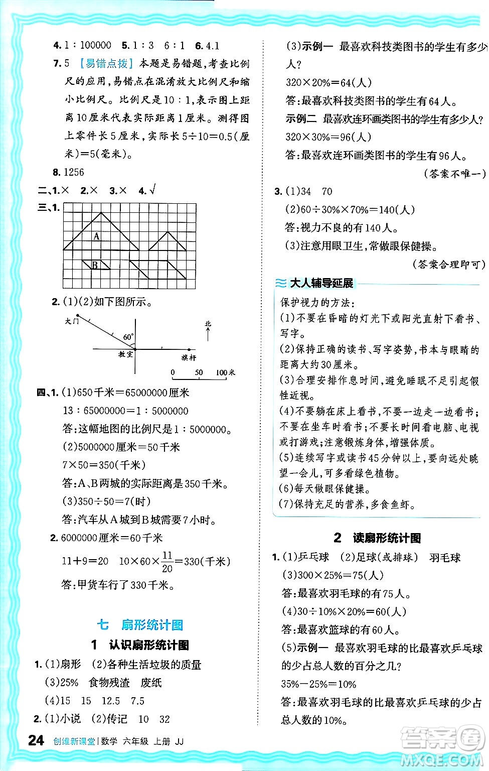 江西人民出版社2024年秋王朝霞創(chuàng)維新課堂六年級數(shù)學(xué)上冊冀教版答案