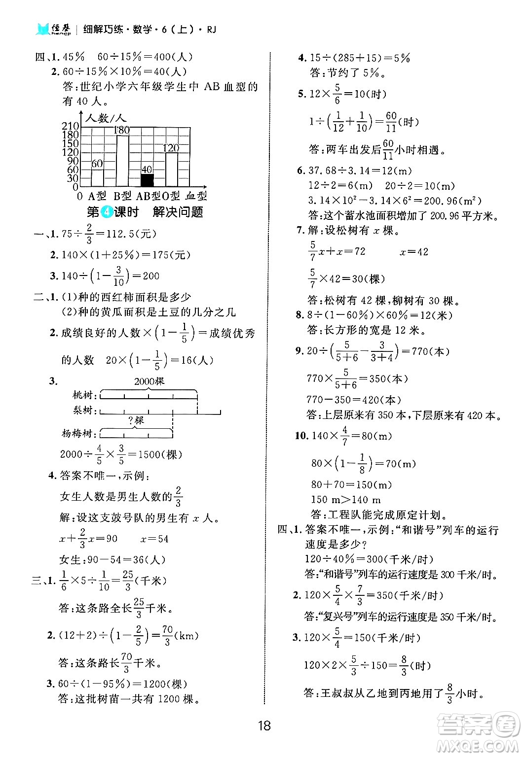 延邊大學(xué)出版社2024年秋細(xì)解巧練六年級(jí)數(shù)學(xué)上冊(cè)人教版答案