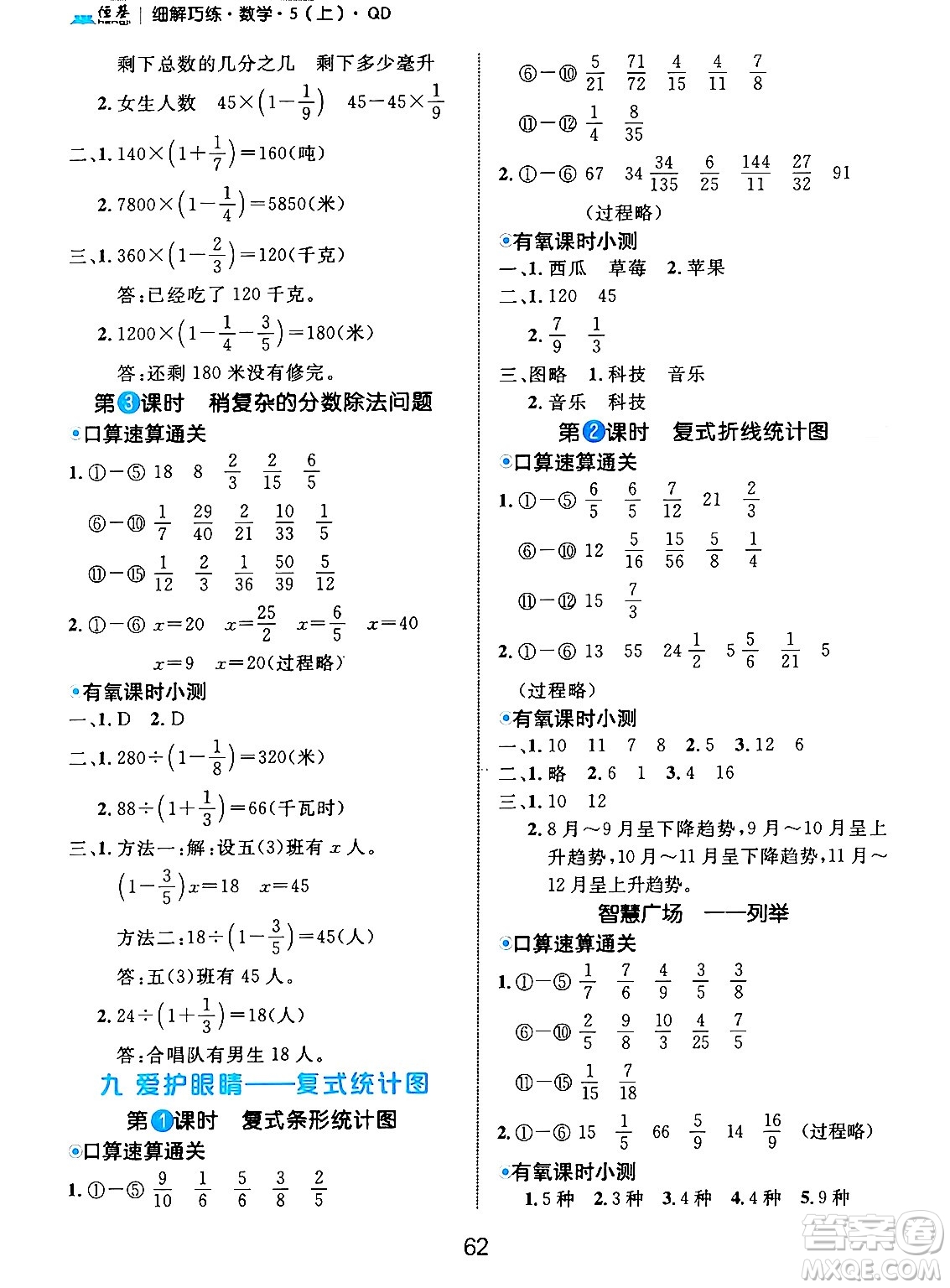 延邊大學(xué)出版社2024年秋細(xì)解巧練五年級(jí)數(shù)學(xué)上冊(cè)青島版答案