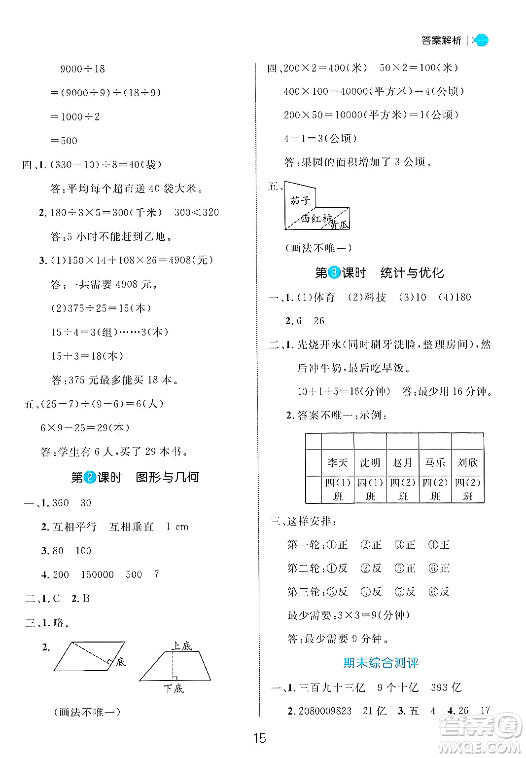 延邊大學(xué)出版社2024年秋細(xì)解巧練四年級(jí)數(shù)學(xué)上冊(cè)人教版答案