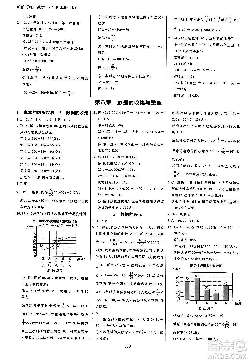 延邊大學(xué)出版社2024年秋細(xì)解巧練七年級數(shù)學(xué)上冊北師大版答案