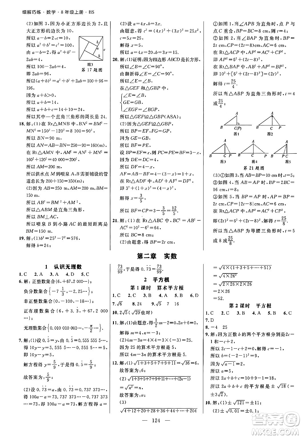 延邊大學出版社2024年秋細解巧練八年級數(shù)學上冊北師大版答案