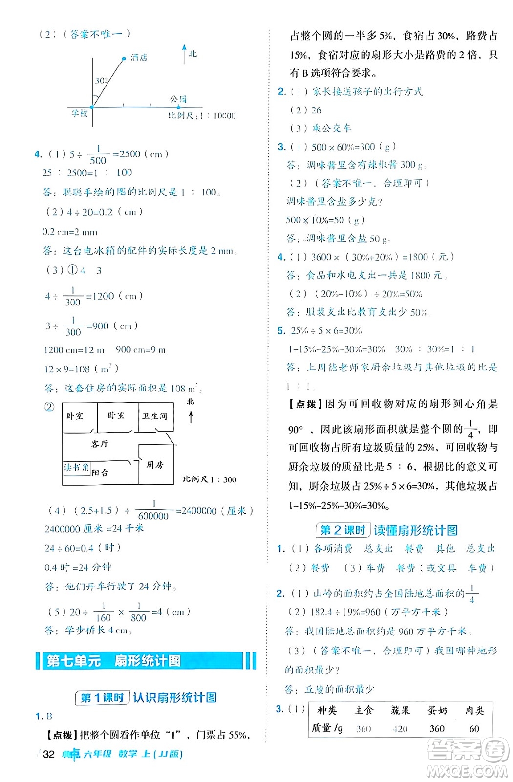 吉林教育出版社2024年秋綜合應用創(chuàng)新題典中點六年級數(shù)學上冊冀教版答案