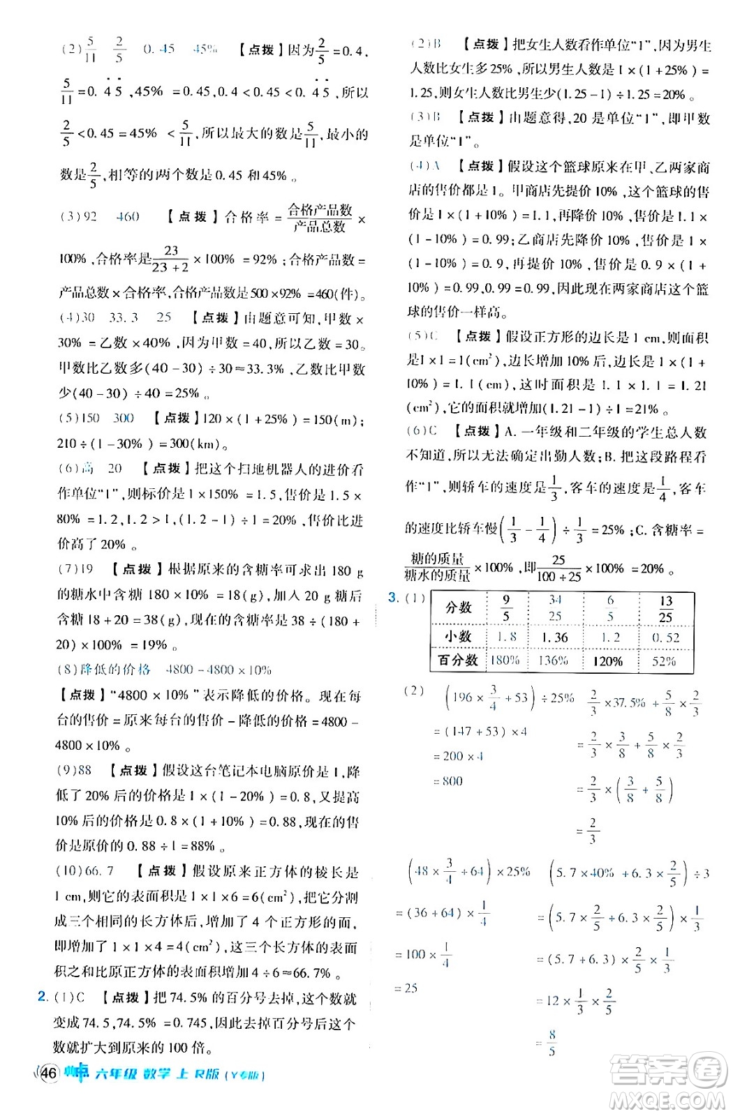 陜西師范大學(xué)出版總社有限公司2024年秋綜合應(yīng)用創(chuàng)新題典中點(diǎn)六年級(jí)數(shù)學(xué)上冊(cè)人教版湖北專版答案