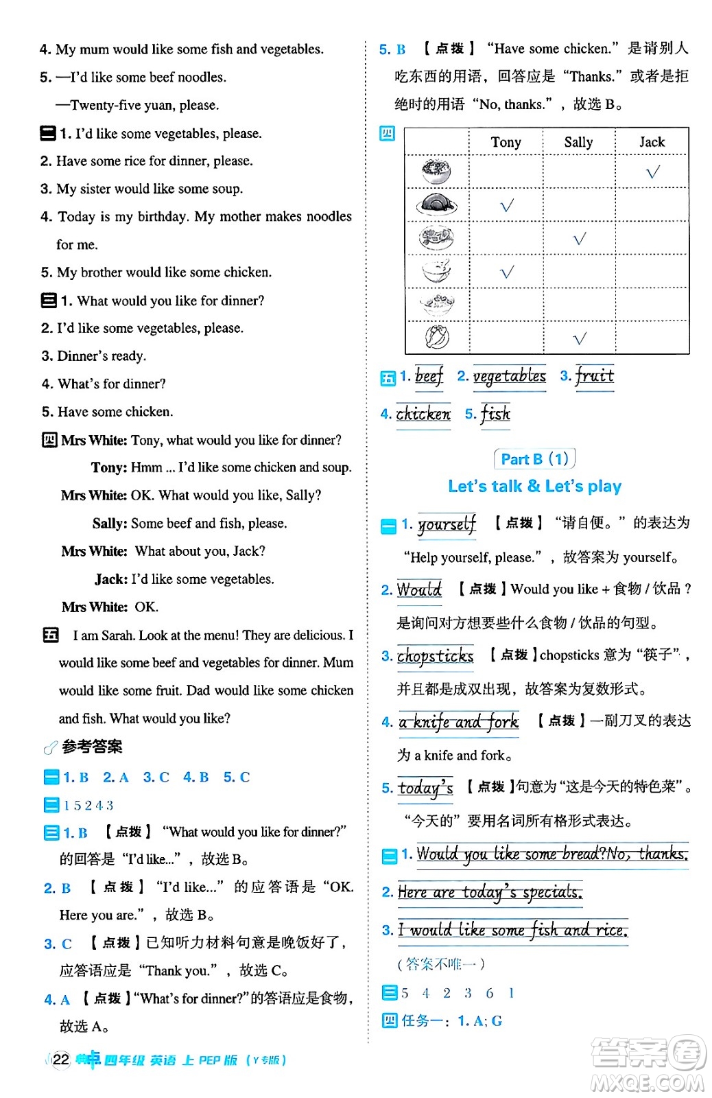 陜西師范大學(xué)出版總社有限公司2024年秋綜合應(yīng)用創(chuàng)新題典中點四年級英語上冊人教PEP版吉林專版三起點答案