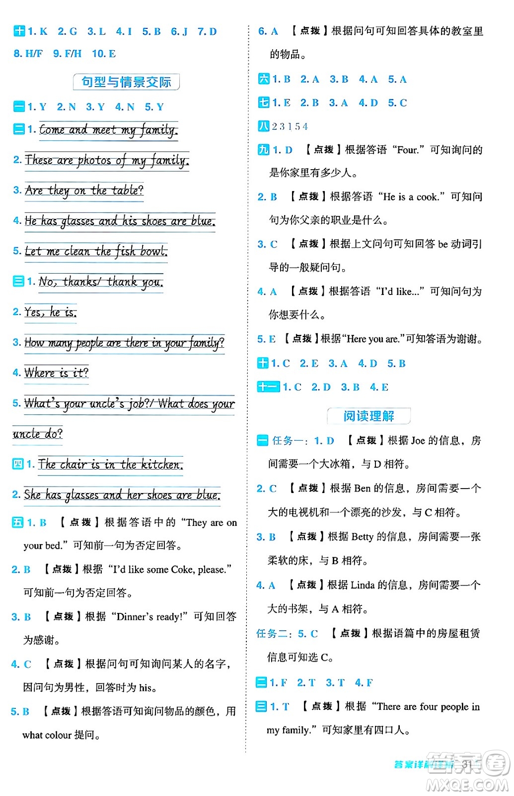 陜西師范大學(xué)出版總社有限公司2024年秋綜合應(yīng)用創(chuàng)新題典中點四年級英語上冊人教PEP版吉林專版三起點答案