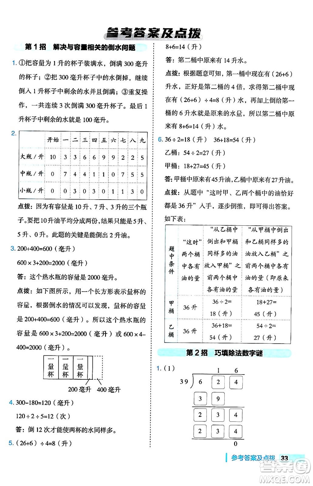 吉林教育出版社2024年秋綜合應用創(chuàng)新題典中點四年級數(shù)學上冊蘇教版答案