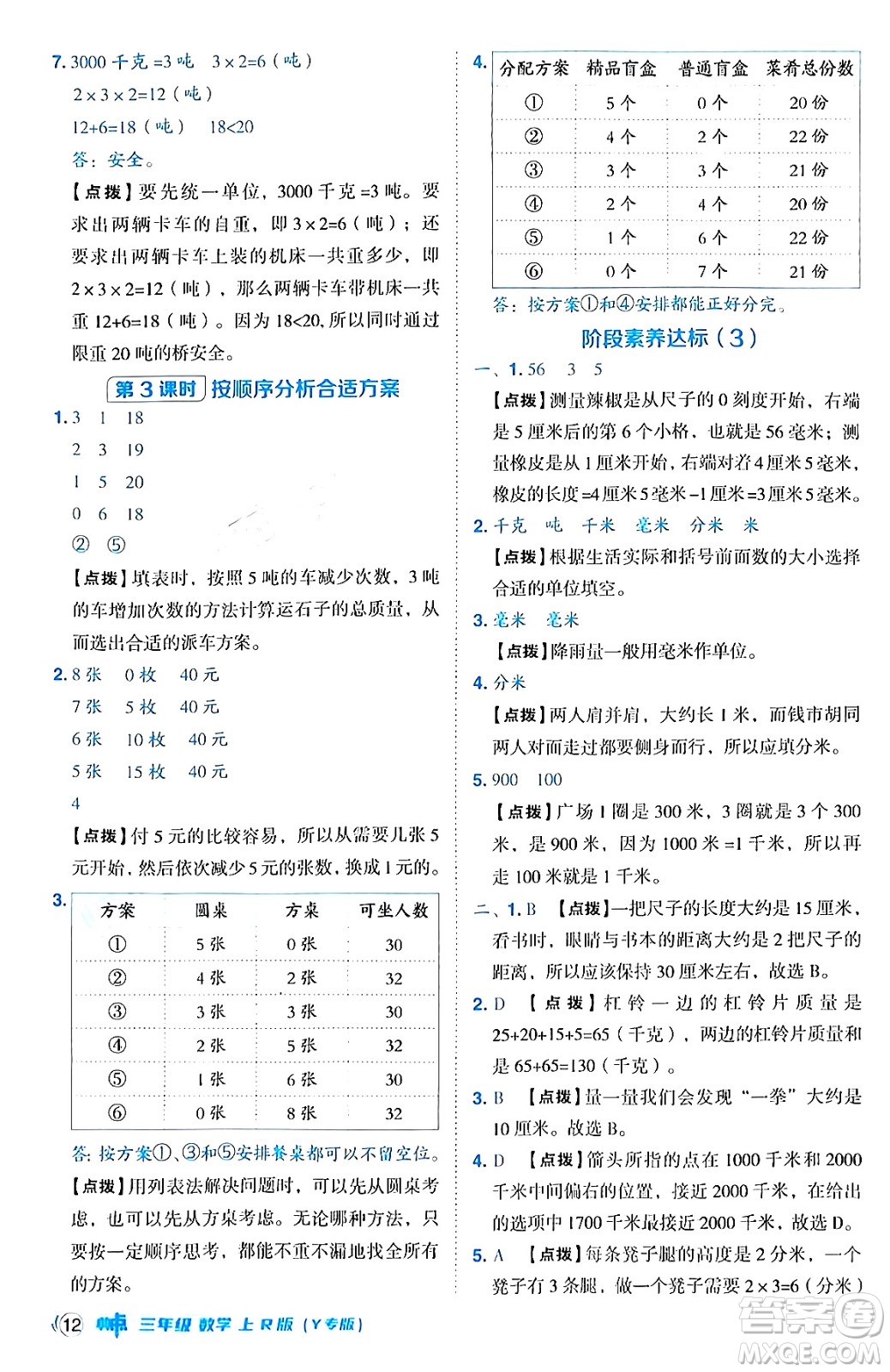 陜西師范大學(xué)出版總社有限公司2024年秋綜合應(yīng)用創(chuàng)新題典中點三年級數(shù)學(xué)上冊人教版湖北專版三起點答案