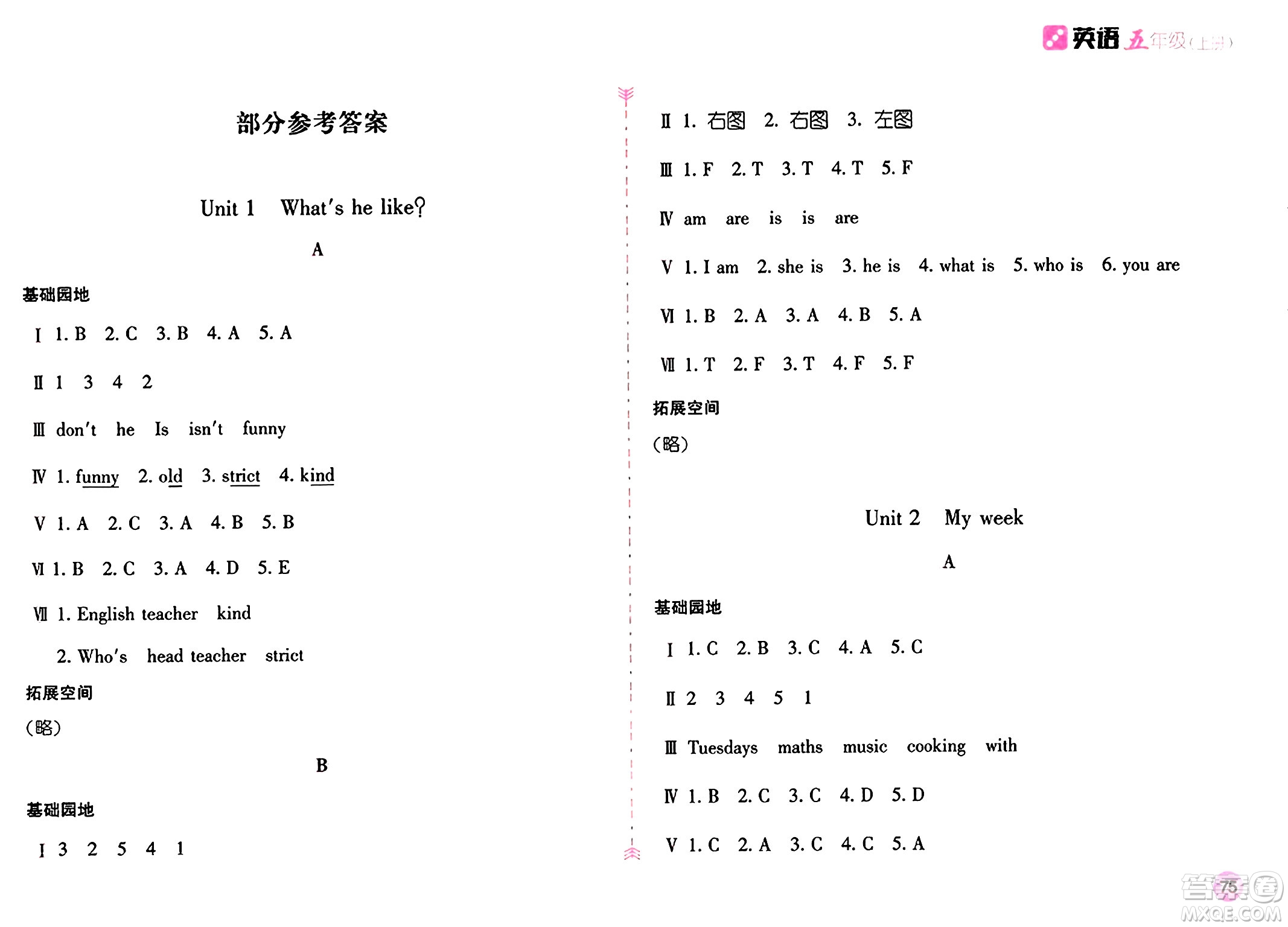 安徽少年兒童出版社2024年秋新編基礎(chǔ)訓(xùn)練五年級(jí)英語上冊(cè)人教版答案