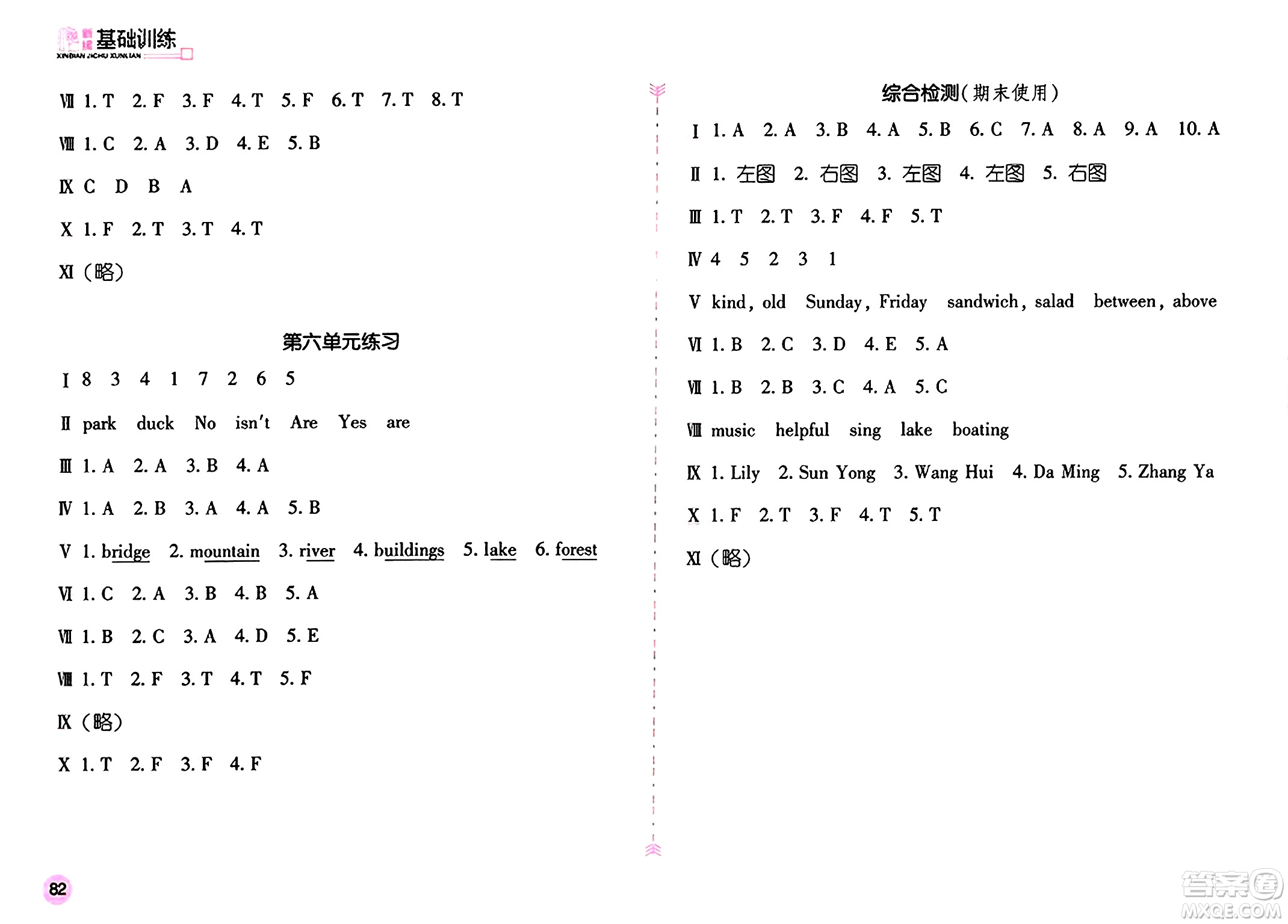 安徽少年兒童出版社2024年秋新編基礎(chǔ)訓(xùn)練五年級(jí)英語上冊(cè)人教版答案