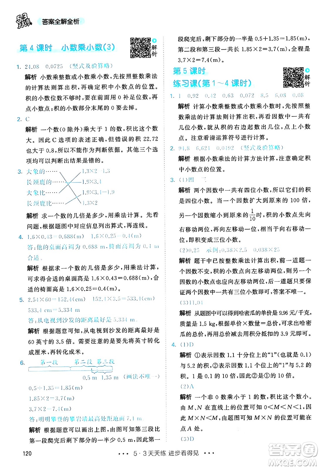 山東畫(huà)報(bào)出版社2024年秋53天天練五年級(jí)數(shù)學(xué)上冊(cè)人教版答案