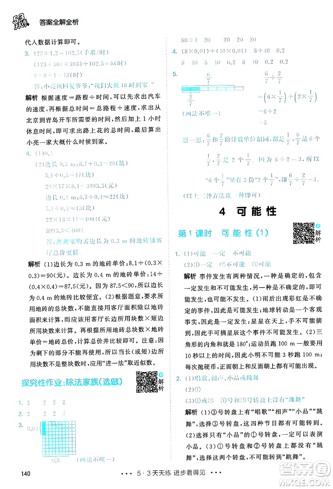 山東畫(huà)報(bào)出版社2024年秋53天天練五年級(jí)數(shù)學(xué)上冊(cè)人教版答案