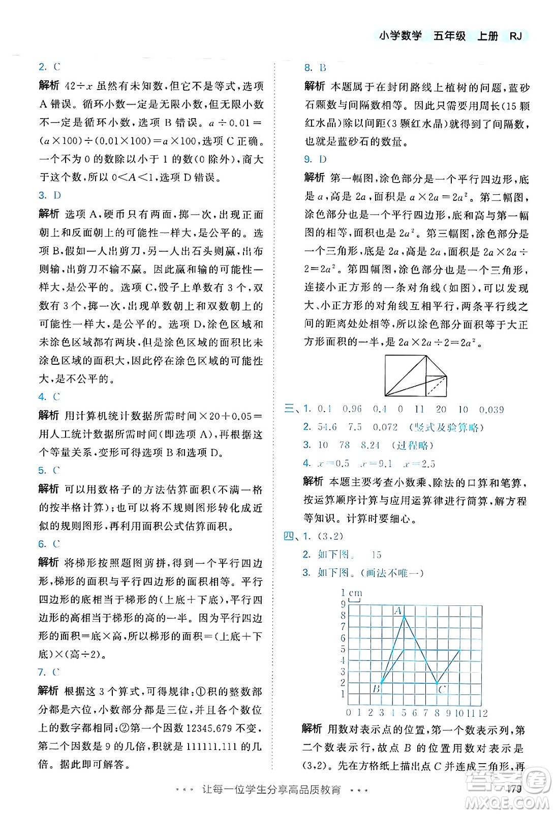 山東畫(huà)報(bào)出版社2024年秋53天天練五年級(jí)數(shù)學(xué)上冊(cè)人教版答案