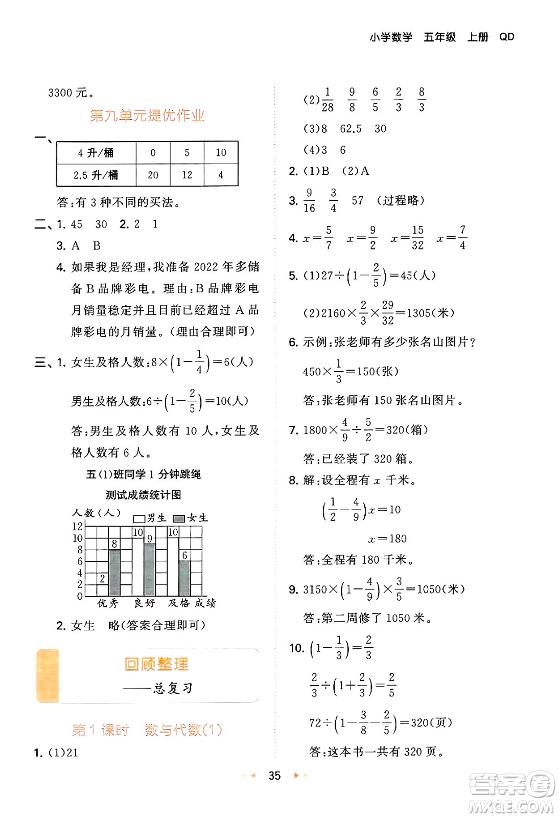 首都師范大學(xué)出版社2024年秋53天天練五年級(jí)數(shù)學(xué)上冊(cè)青島版五四制答案