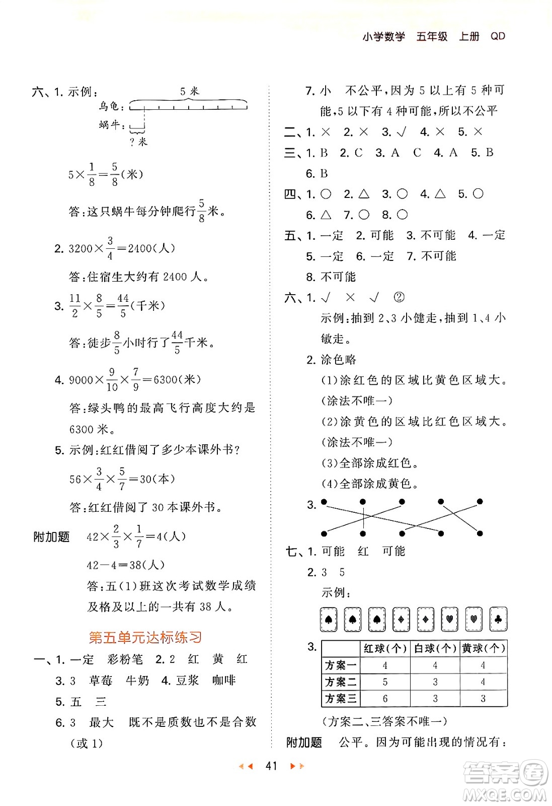 首都師范大學(xué)出版社2024年秋53天天練五年級(jí)數(shù)學(xué)上冊(cè)青島版五四制答案