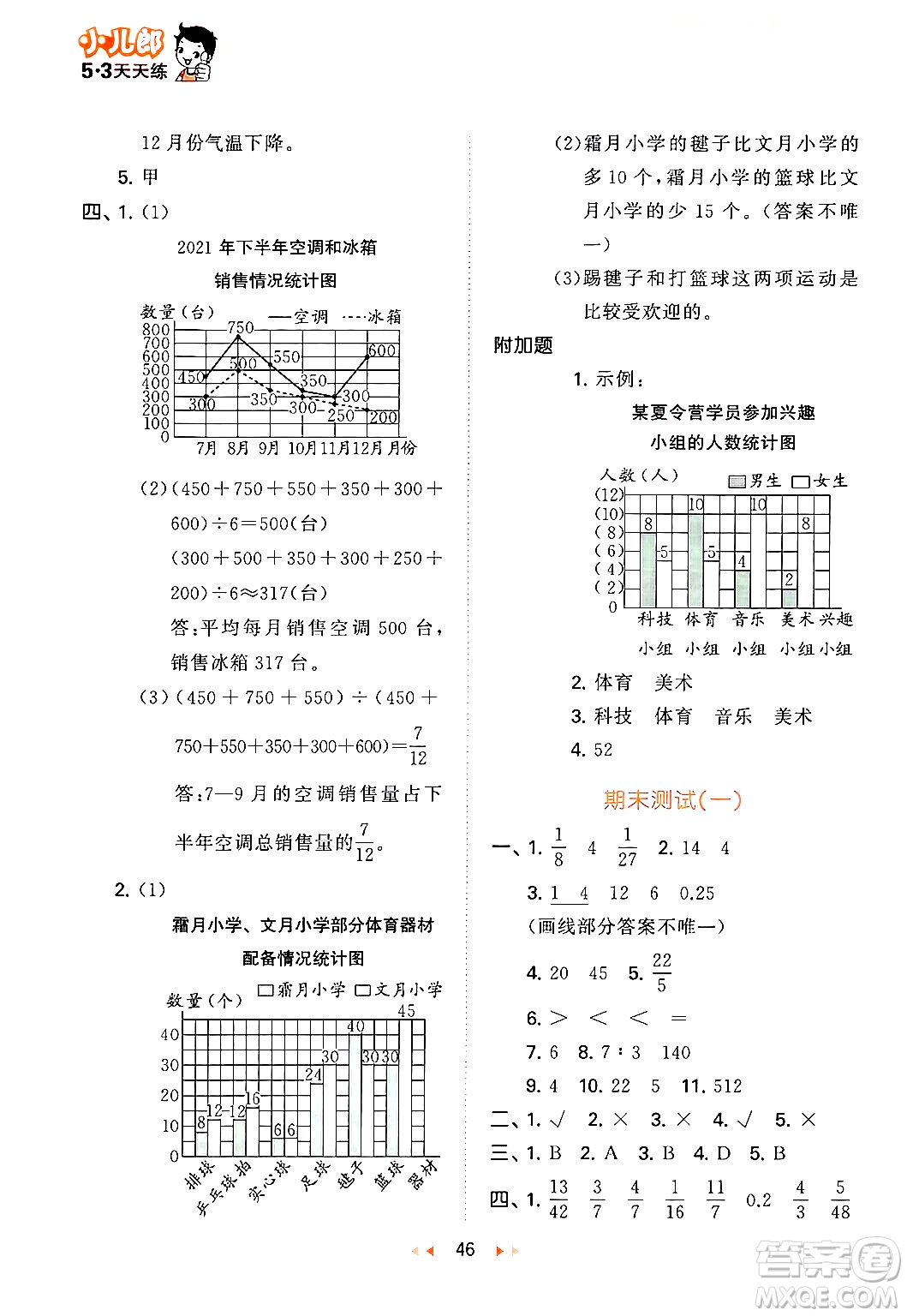 首都師范大學(xué)出版社2024年秋53天天練五年級(jí)數(shù)學(xué)上冊(cè)青島版五四制答案