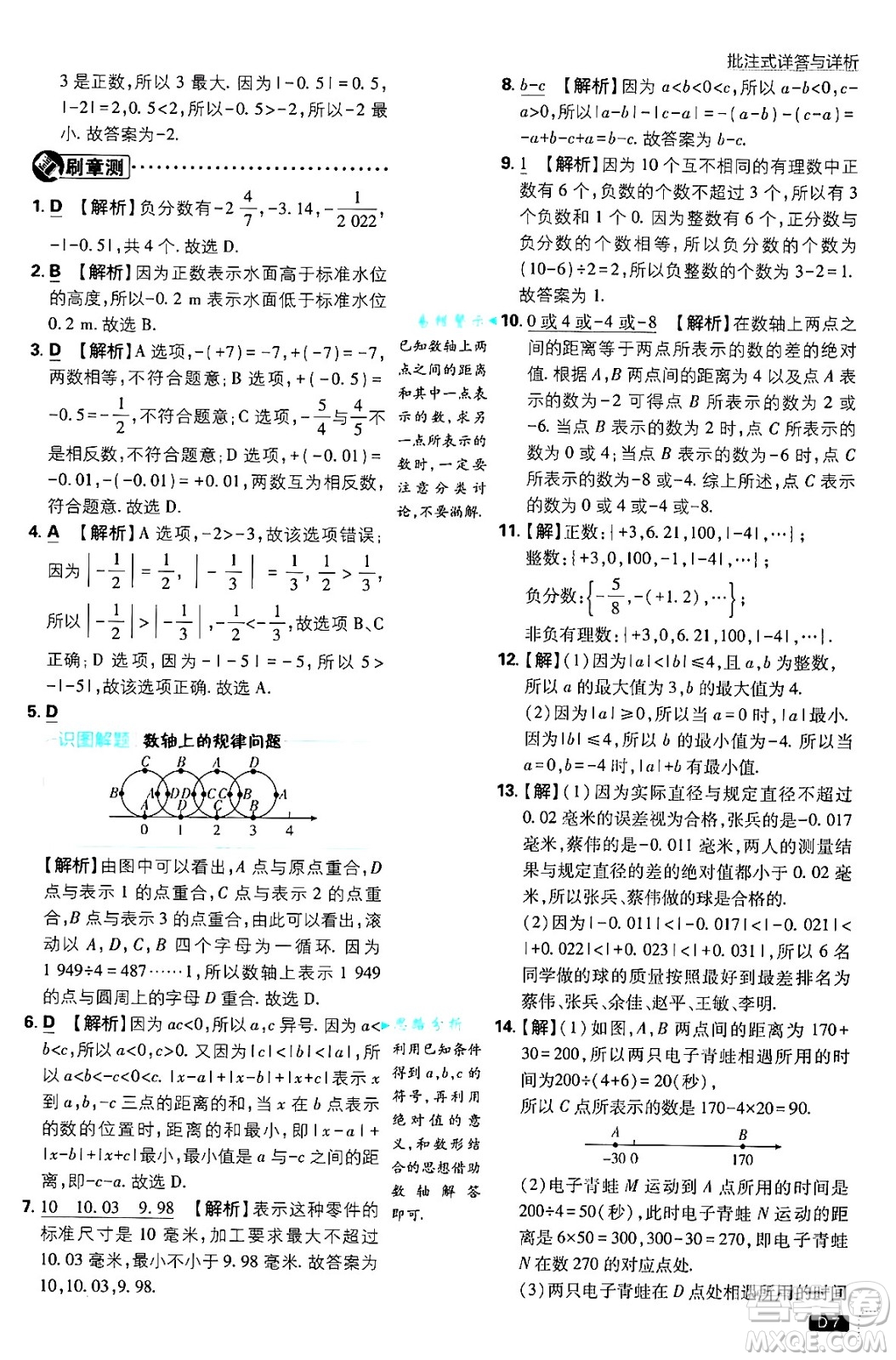 開明出版社2025屆初中必刷題拔尖提優(yōu)訓(xùn)練七年級(jí)數(shù)學(xué)上冊(cè)人教版答案