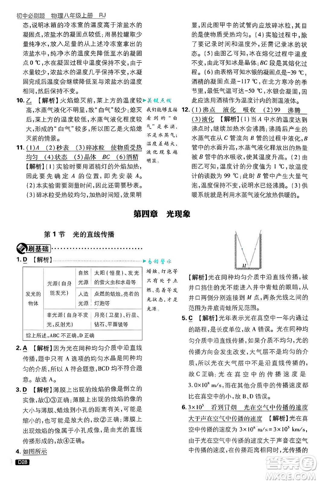 開明出版社2025屆初中必刷題拔尖提優(yōu)訓(xùn)練八年級(jí)物理上冊(cè)人教版答案