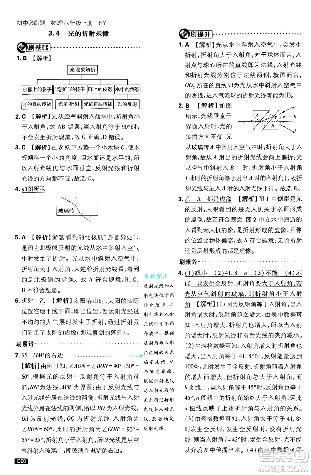 開明出版社2025屆初中必刷題拔尖提優(yōu)訓(xùn)練八年級(jí)物理上冊(cè)滬粵版答案