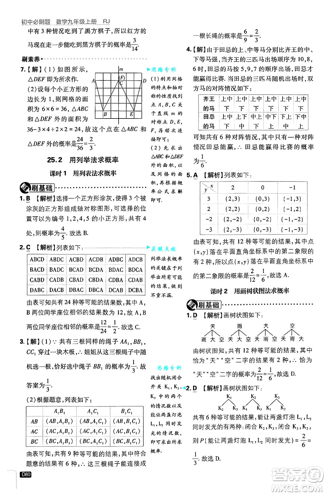 開明出版社2025屆初中必刷題拔尖提優(yōu)訓練九年級數(shù)學上冊人教版答案