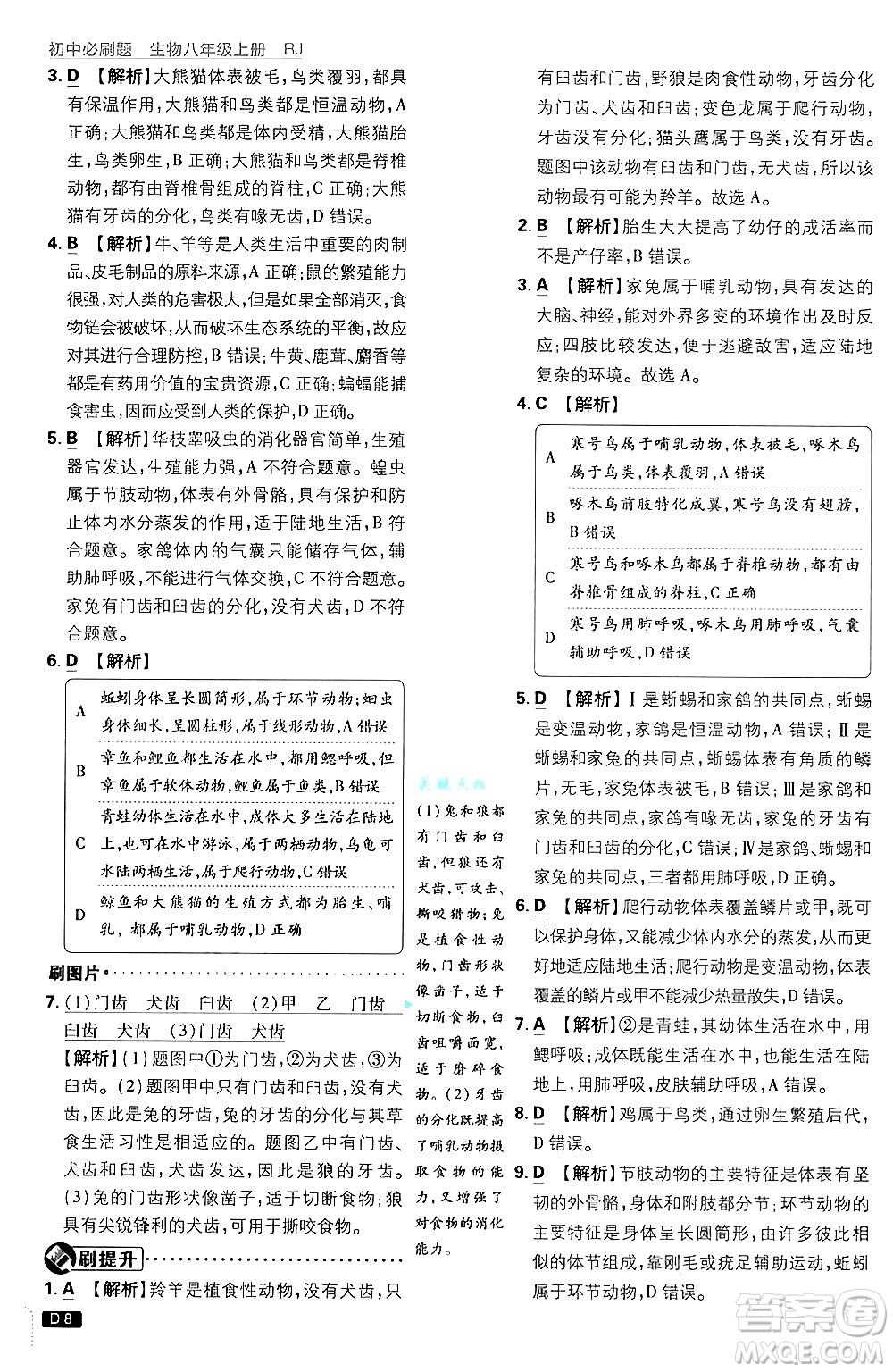 開(kāi)明出版社2025屆初中必刷題拔尖提優(yōu)訓(xùn)練八年級(jí)生物上冊(cè)人教版答案