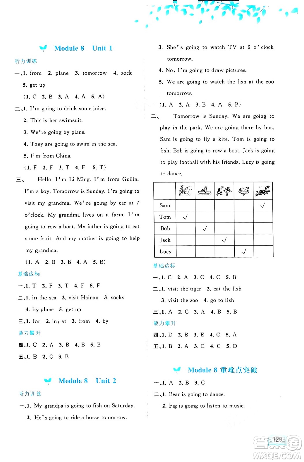 廣西教育出版社2024年秋新課程學習與測評同步學習四年級英語上冊外研版答案