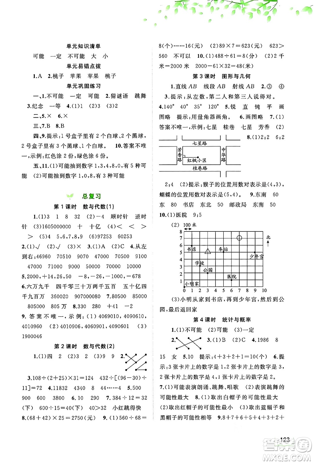 廣西教育出版社2024年秋新課程學習與測評同步學習四年級數(shù)學上冊北師大版答案