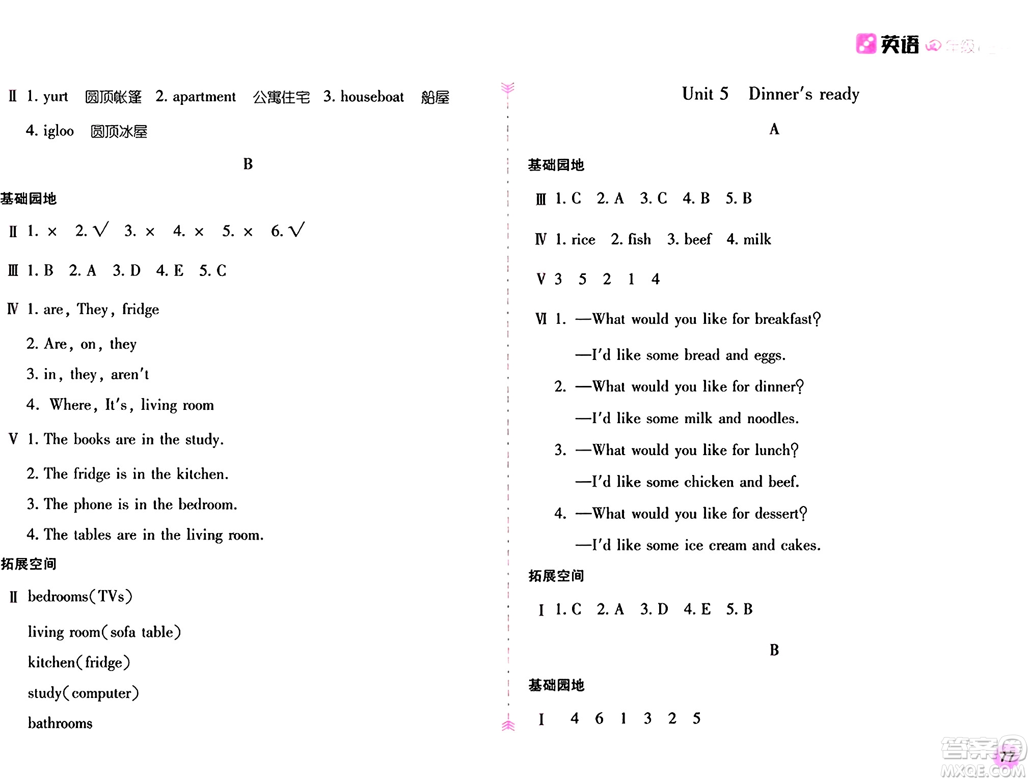 安徽少年兒童出版社2024年秋新編基礎(chǔ)訓(xùn)練四年級(jí)英語(yǔ)上冊(cè)人教版答案