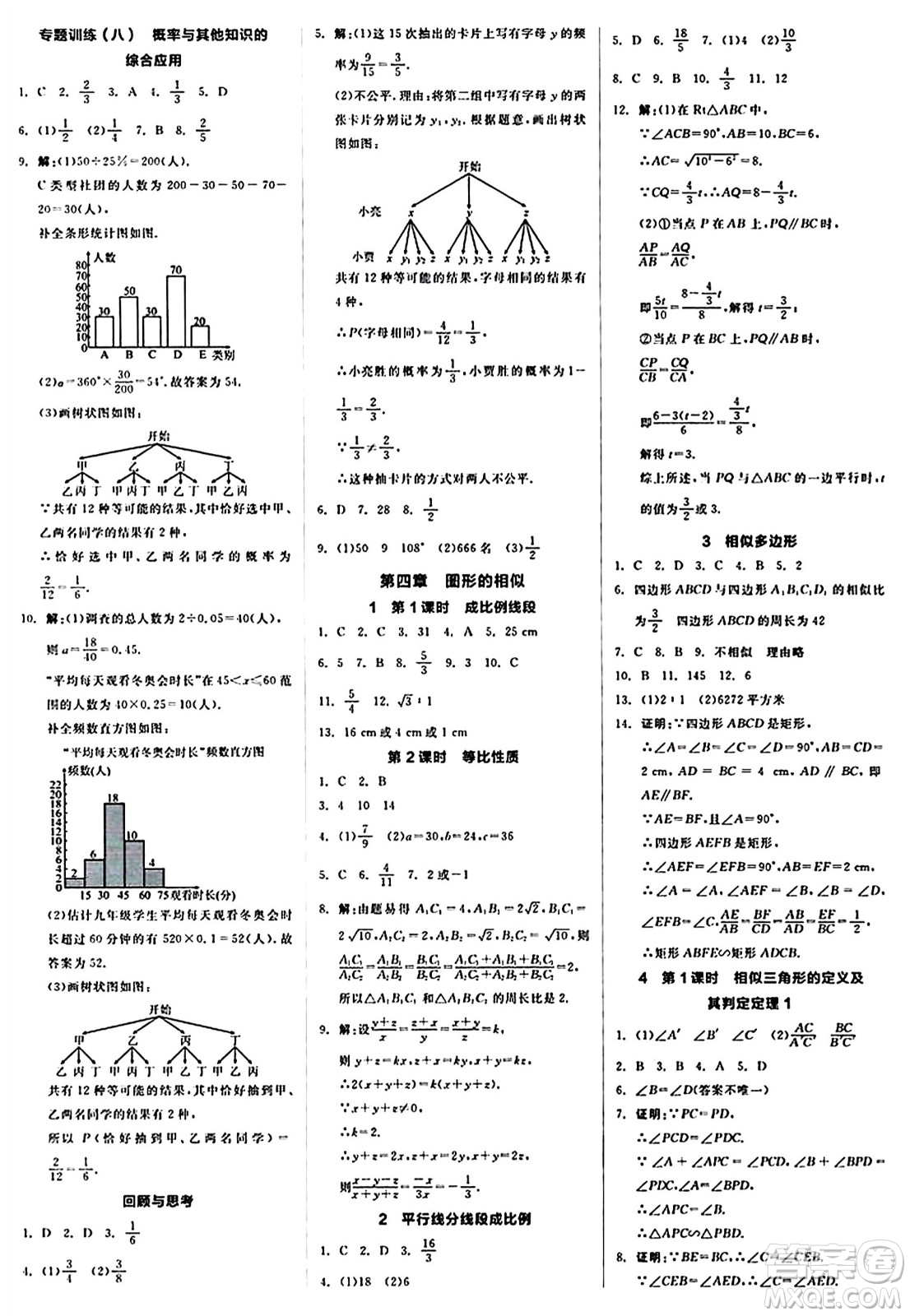 北京時(shí)代華文書(shū)局2024秋全品作業(yè)本九年級(jí)數(shù)學(xué)上冊(cè)北師大版答案