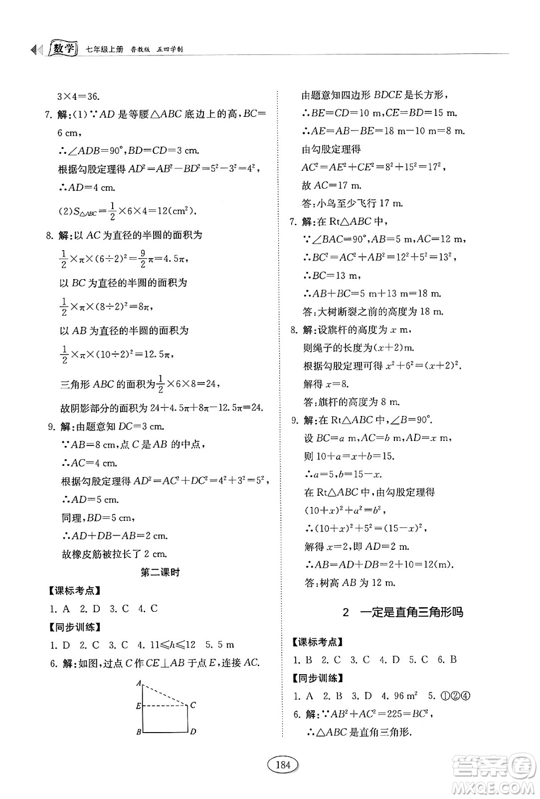 山東科學(xué)技術(shù)出版社2024秋初中同步練習(xí)冊(cè)七年級(jí)數(shù)學(xué)上冊(cè)魯教版五四制答案