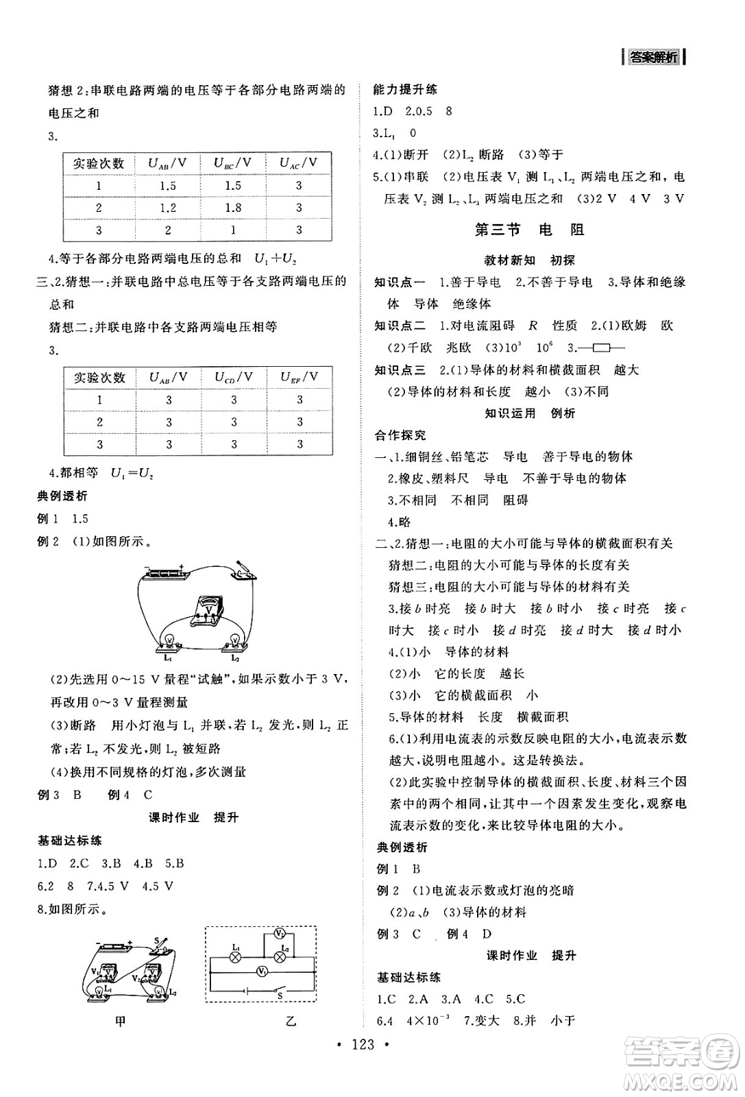 山東人民出版社2024秋初中同步練習(xí)冊九年級物理上冊魯科版五四制答案