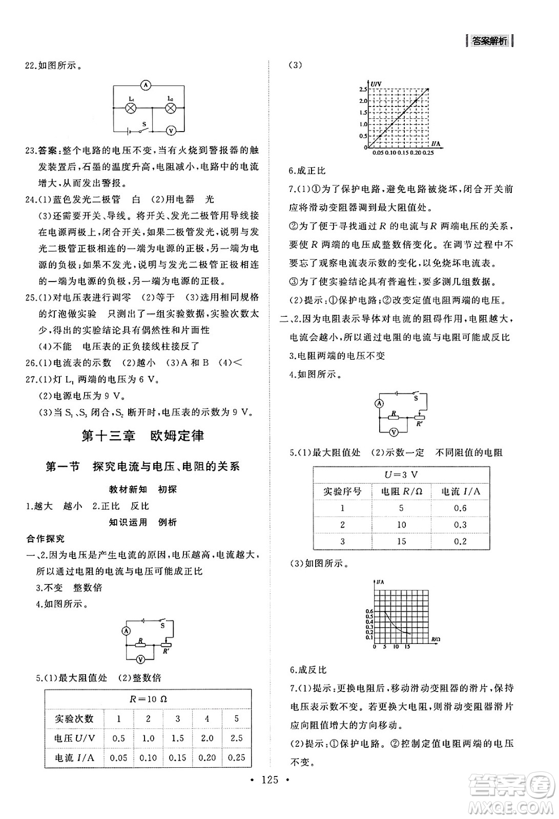 山東人民出版社2024秋初中同步練習(xí)冊九年級物理上冊魯科版五四制答案